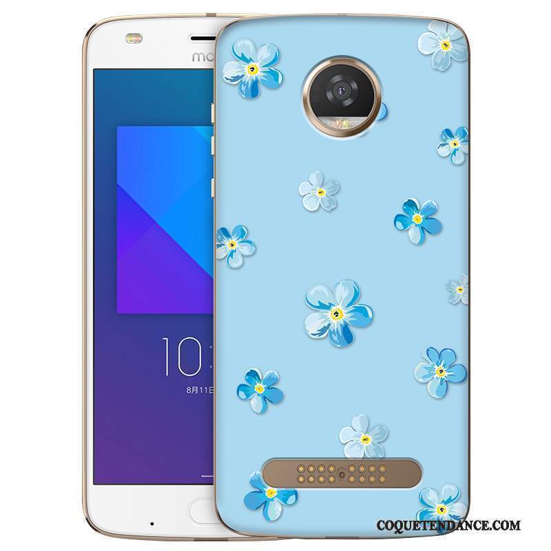 Moto Z2 Play Coque Fluide Doux Peinture Bleu Clair De Téléphone Étui