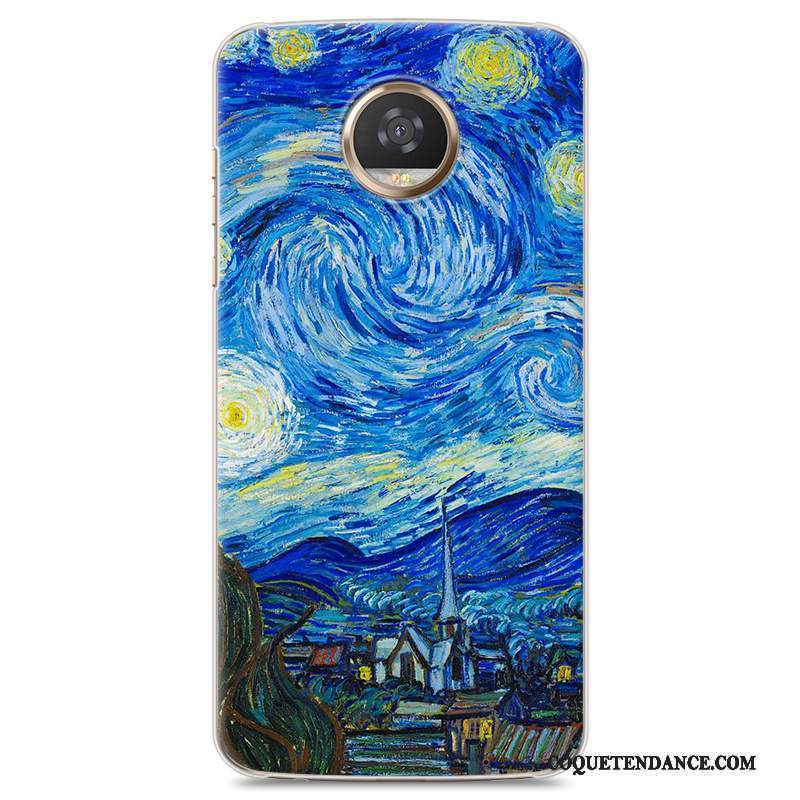 Moto Z2 Play Coque Simple Dessin Animé De Téléphone Bleu Difficile