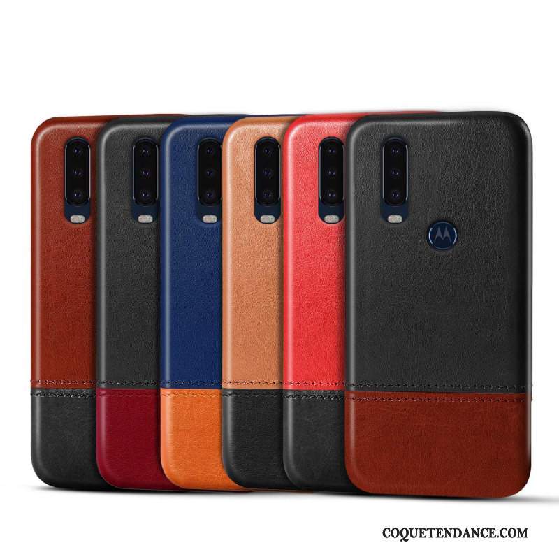 Motorola One Action Coque Couture Couleurs Noir De Téléphone Étui En Cuir Incassable