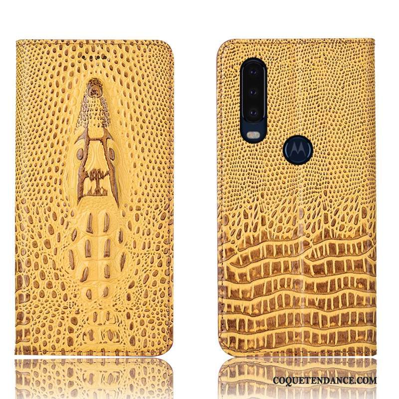 Motorola One Action Coque Protection Tout Compris Étui Étui En Cuir Jaune