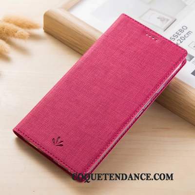 Motorola One Vision Coque Modèle Fleurie Incassable Rouge Étui En Cuir Tissu