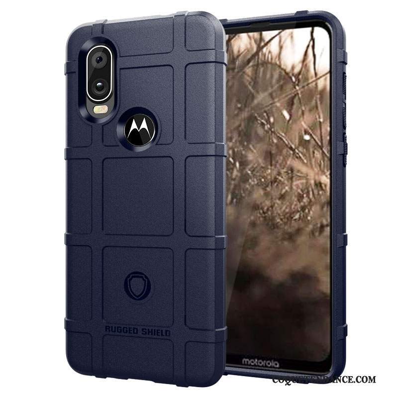 Motorola One Vision Coque Protection Étui Bleu Silicone De Téléphone