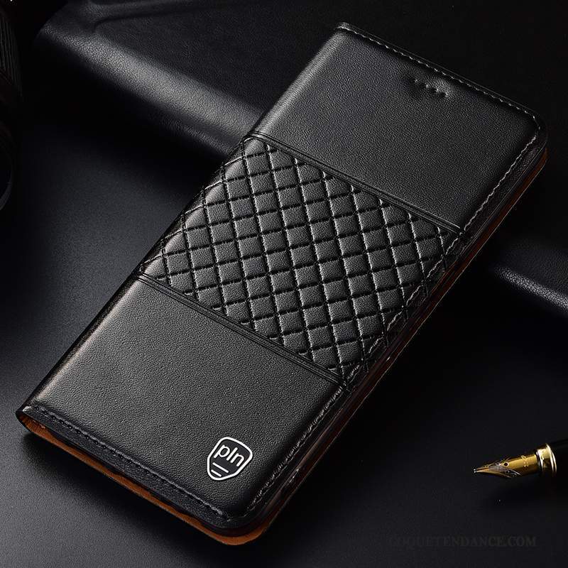 Motorola One Vision Coque Tout Compris Cuir Véritable Noir Housse De Téléphone