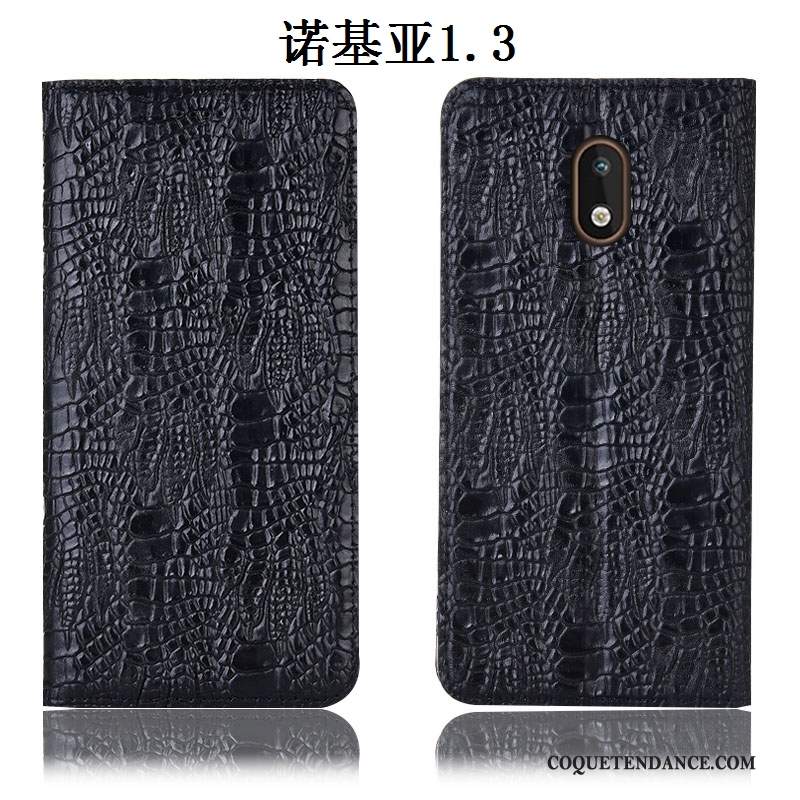 Nokia 1.3 Coque Protection Crocodile Noir De Téléphone Incassable