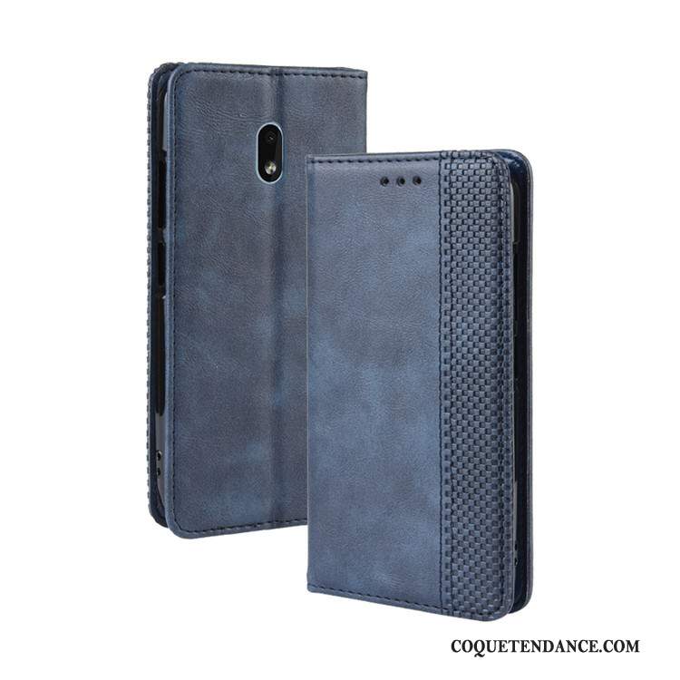 Nokia 2.2 Coque Portefeuille Étui En Cuir Vintage Bleu Marin Housse