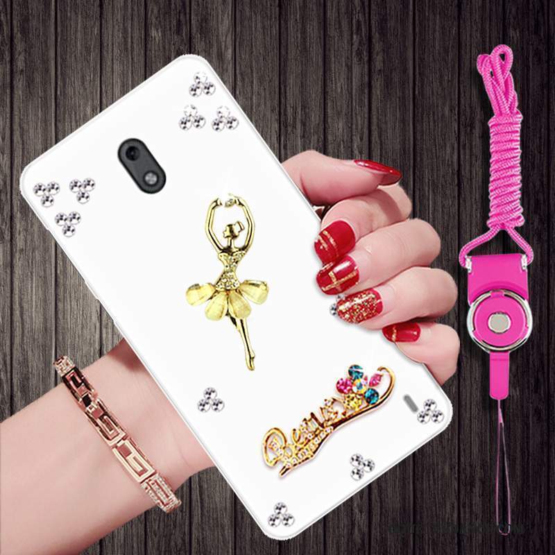 Nokia 2 Coque Fluide Doux Ornements Suspendus Dessin Animé Strass Tendance