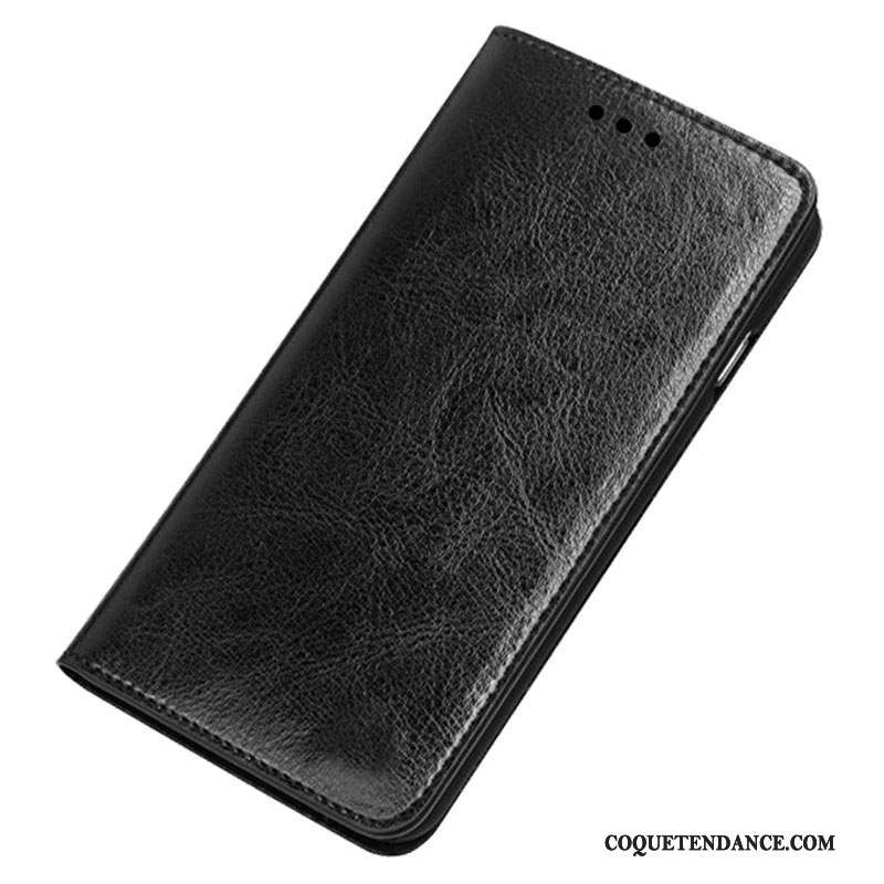 Nokia 3.1 Plus Coque Étui Cuir Véritable Protection Noir