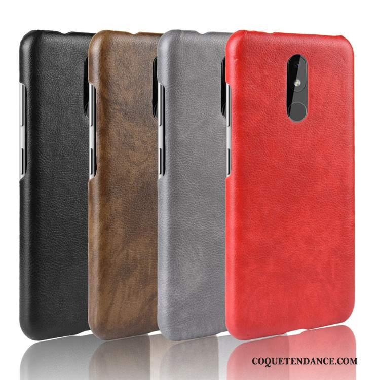 Nokia 3.2 Coque Cuir Rouge Modèle Fleurie Protection