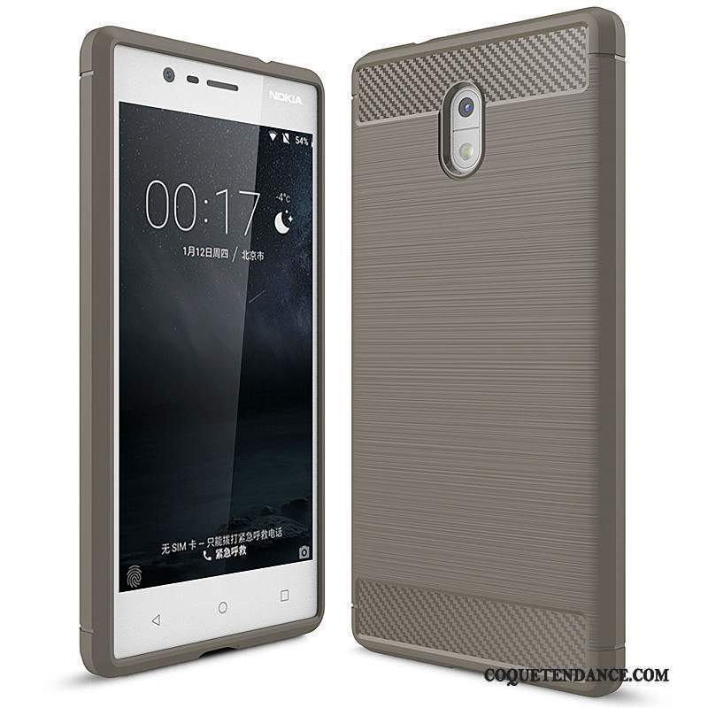 Nokia 3 Coque Protection Fibre De Téléphone Gris Fluide Doux