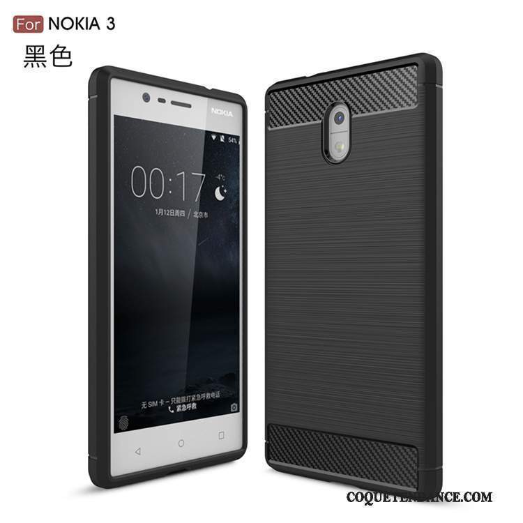 Nokia 3 Coque Protection Étui Noir De Téléphone Fibre