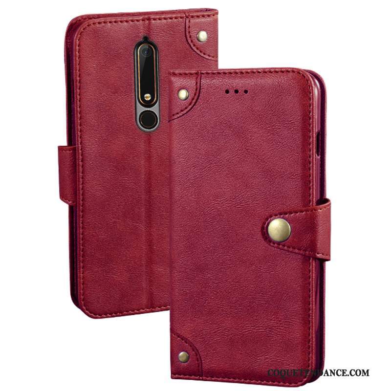 Nokia 5.1 Plus Coque Créatif Rouge Portefeuille Protection Étui