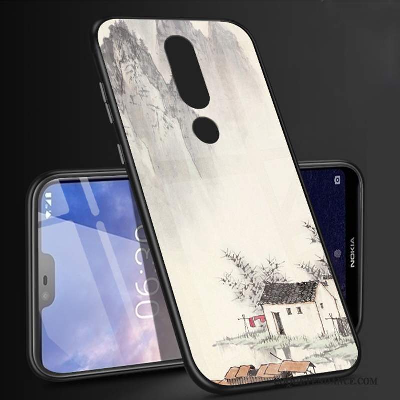 Nokia 5.1 Plus Coque Verre Dessin Animé Étui Blanc