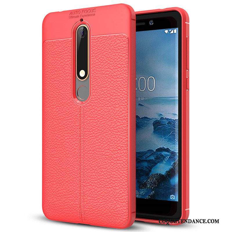 Nokia 6.1 Coque Litchi Étui Coque En Silicone De Téléphone