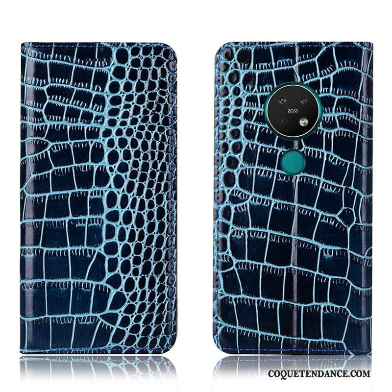 Nokia 6.2 Coque Étui En Cuir Crocodile Bleu Tout Compris De Téléphone