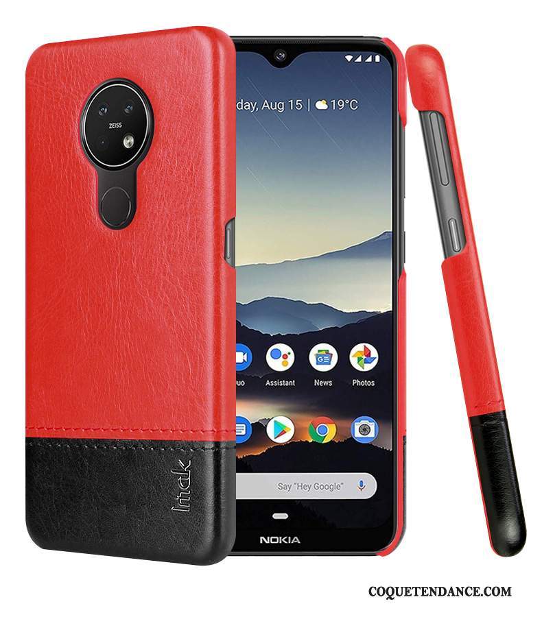 Nokia 6.2 Coque Étui En Cuir Rouge Simple Protection