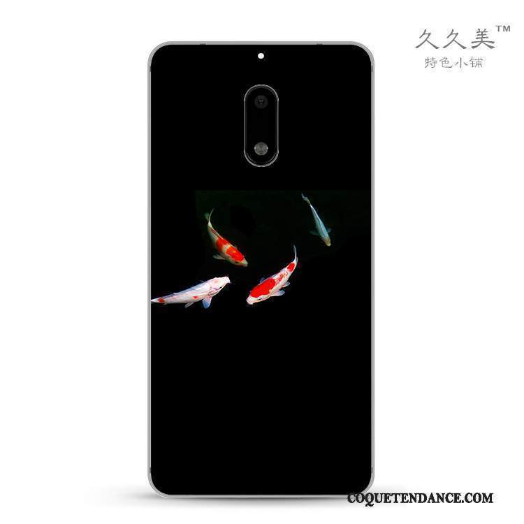 Nokia 6 Coque Style Chinois Noir Fluide Doux Silicone De Téléphone