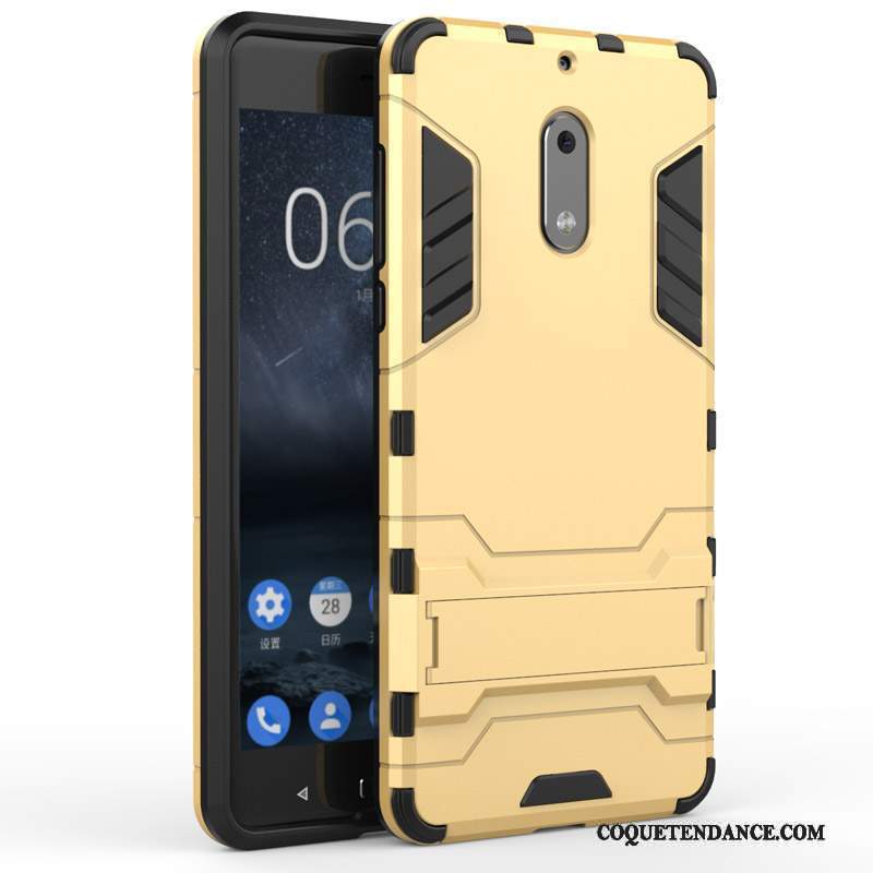 Nokia 6 Coque Support Or Étui Protection Délavé En Daim