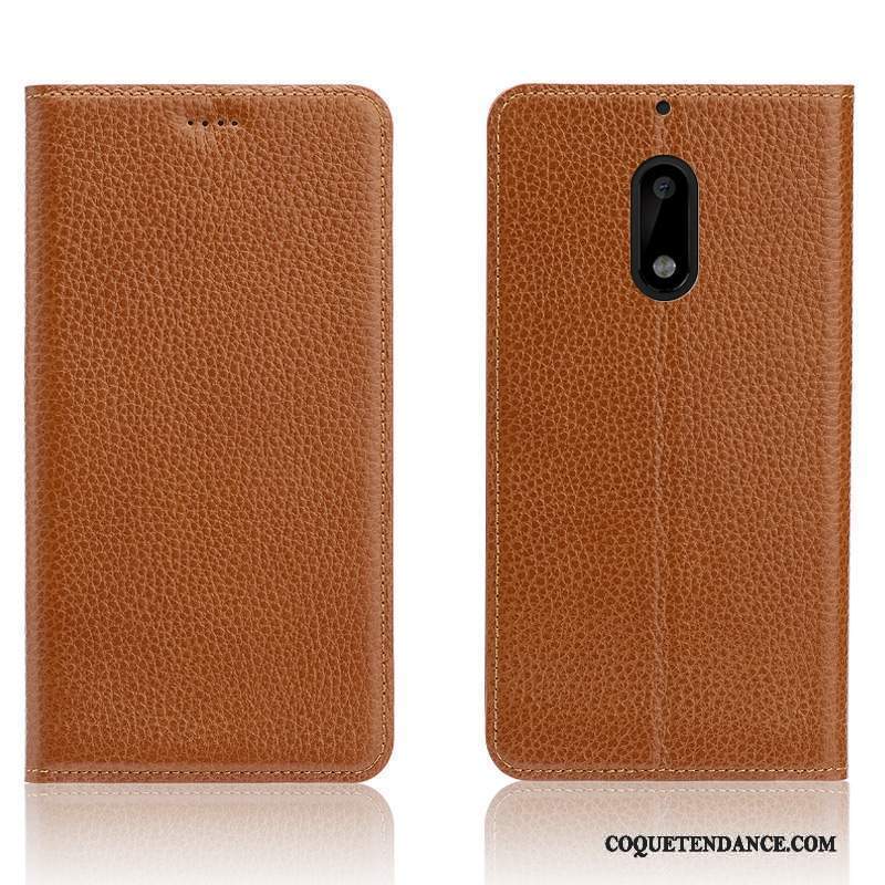 Nokia 6 Coque Étui Litchi Protection De Téléphone Étui En Cuir