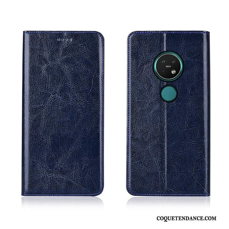 Nokia 7.2 Coque Fluide Doux Bleu Housse Étui En Cuir Modèle Fleurie