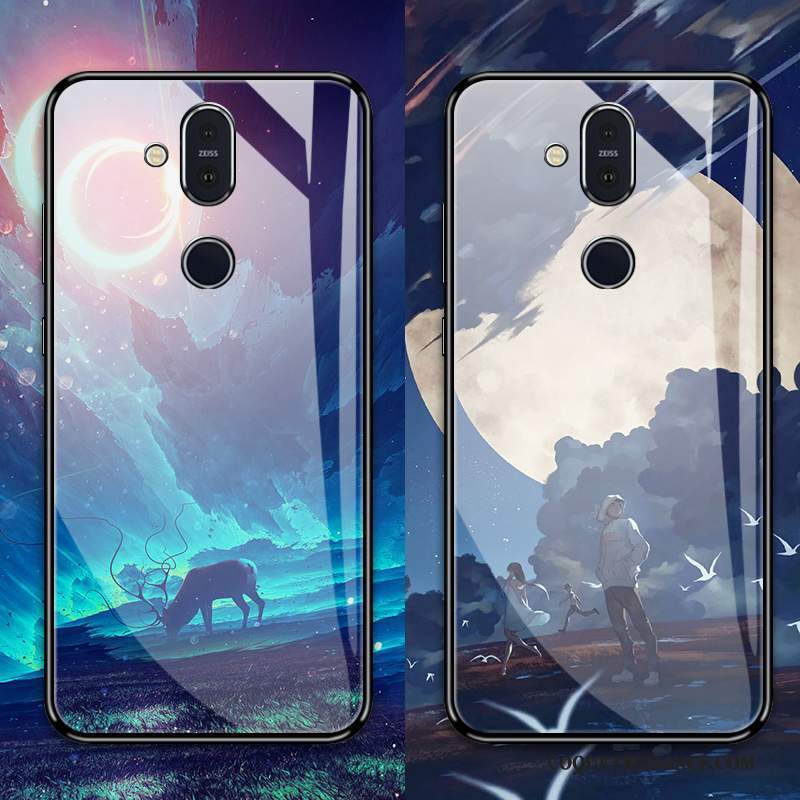 Nokia 8.1 Coque Créatif Étui Incassable Personnalité Bleu