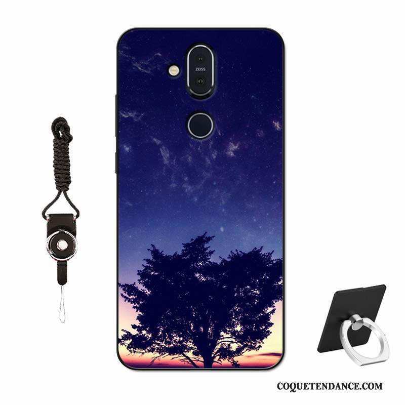 Nokia 8.1 Coque Membrane Étui Amoureux Antidérapant Net Rouge