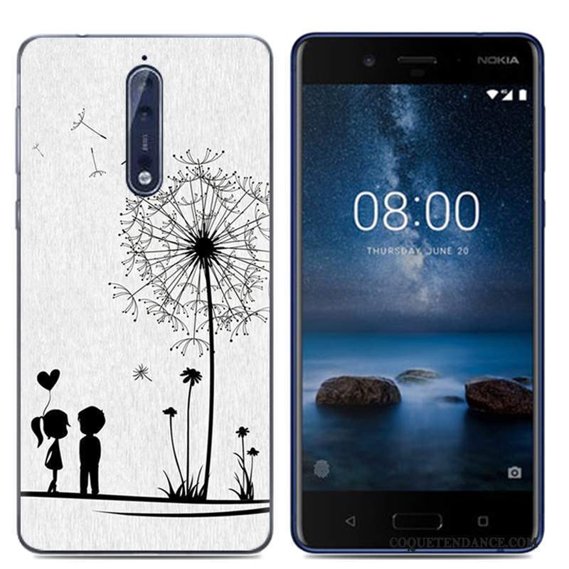 Nokia 8 Coque Dessin Animé Étui Blanc Créatif Personnalité