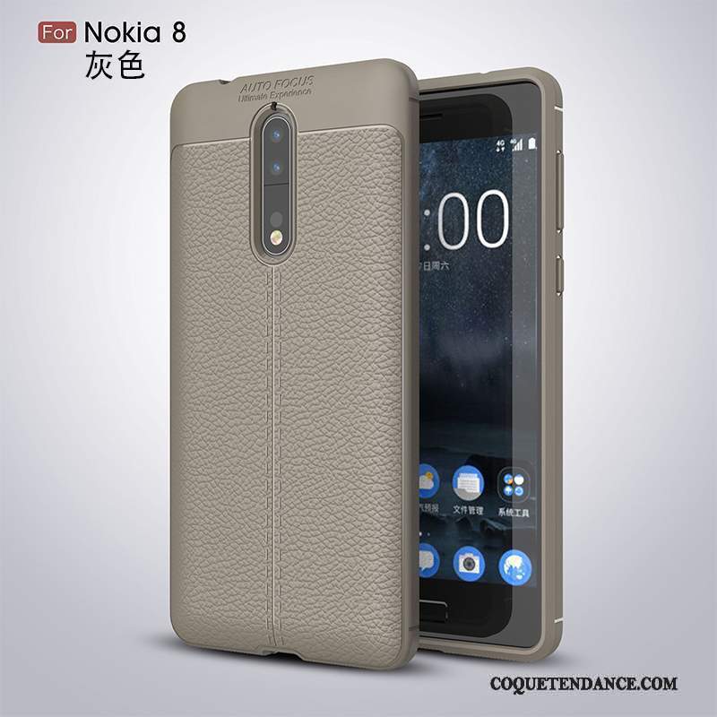 Nokia 8 Coque Tout Compris Gris Fluide Doux Étui