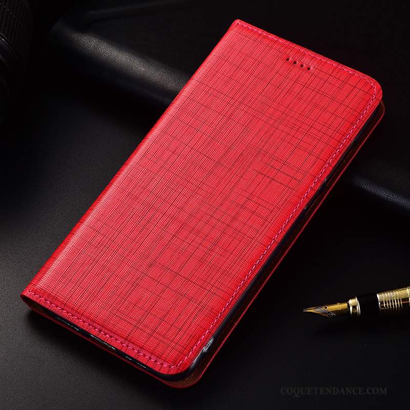 Redmi 7 Coque De Téléphone Protection Étui En Cuir Rouge Clamshell