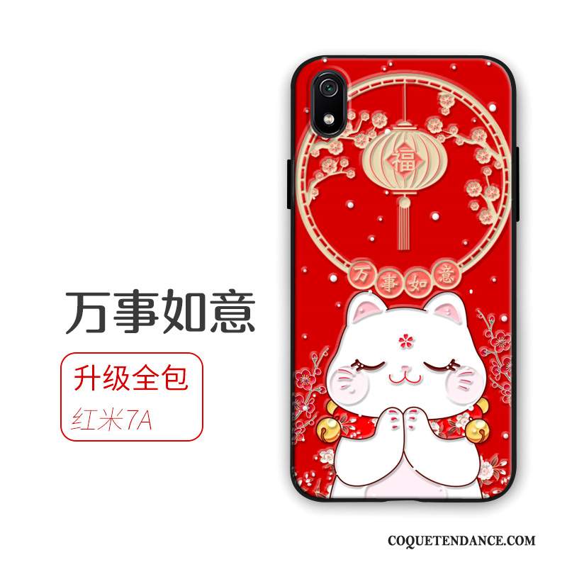 Redmi 7a Coque Silicone Ornements Suspendus Chat Richesse Rouge