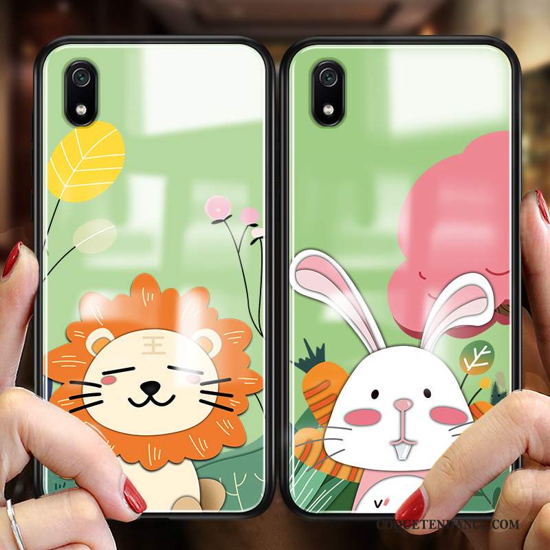 Redmi 7a Coque Verre Dessin Animé Amoureux Vert Petit