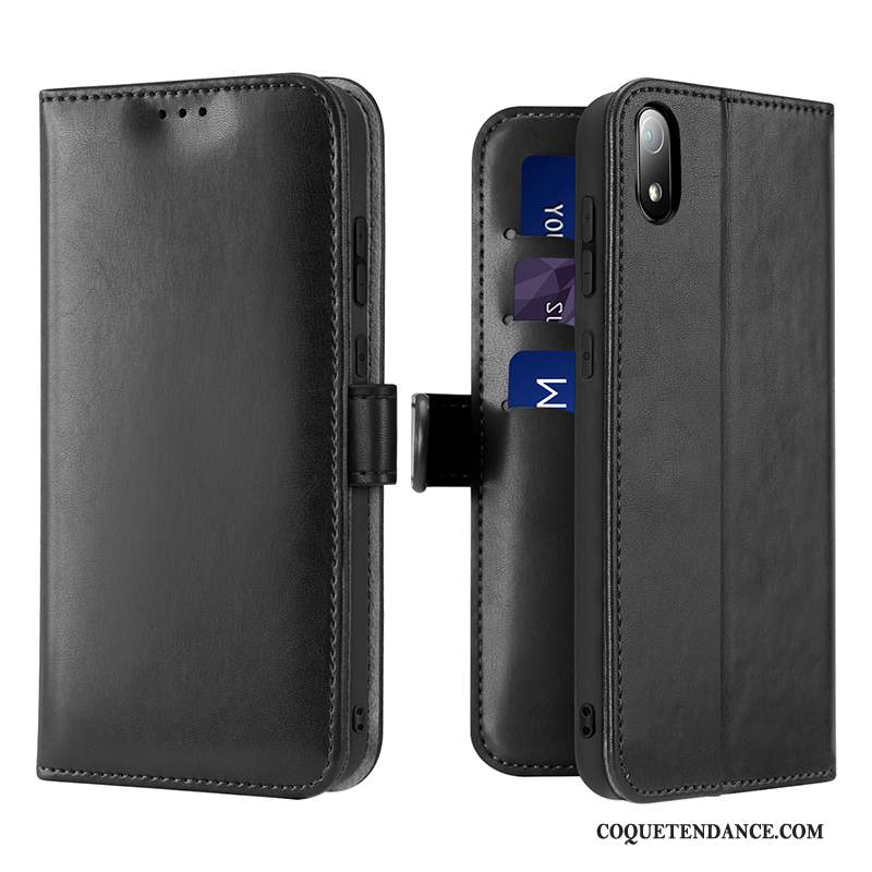 Redmi 7a Coque Étui Portefeuille Business Étui En Cuir Noir