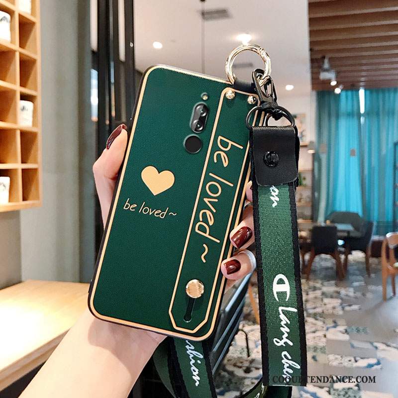 Redmi 8 Coque Vert Vintage Support Rouge Étui