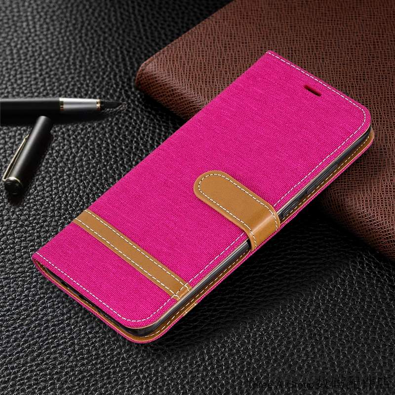 Redmi 8 Coque Étui En Cuir Business Carte De Téléphone Rouge