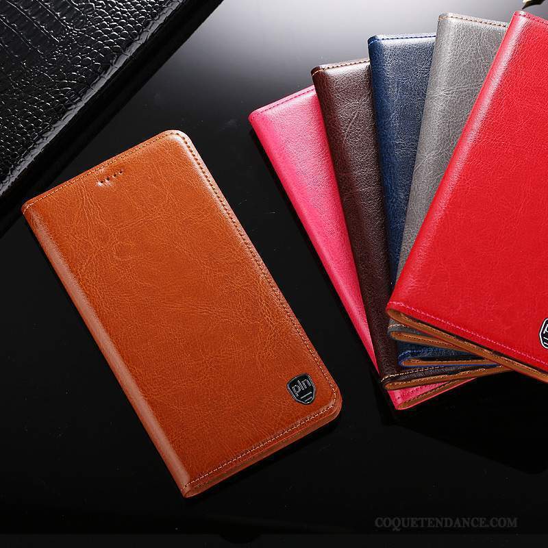 Redmi Note 5 Coque Protection Étui En Cuir Marron Housse Rouge