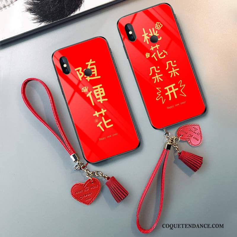 Redmi Note 6 Pro Coque Rouge Difficile Créatif Verre De Téléphone