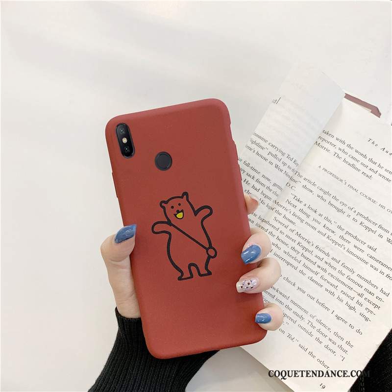 Redmi Note 6 Pro Coque Rouge Délavé En Daim Ours Sac