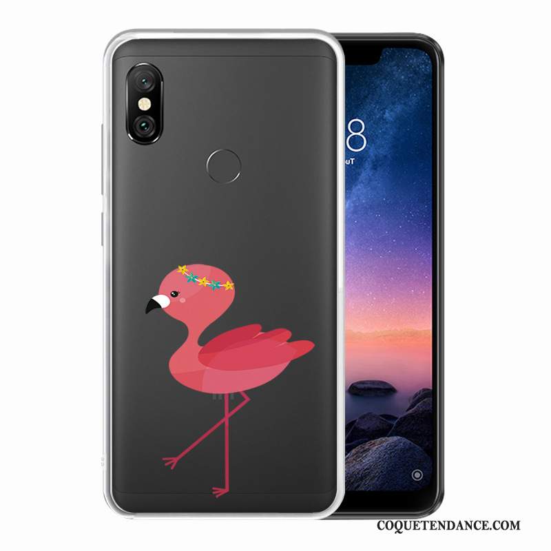 Redmi Note 6 Pro Coque Transparent Oiseau Petit Rouge Protection