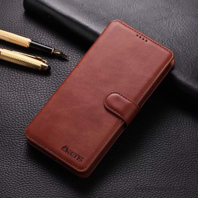 Redmi Note 8 Pro Coque Petit Étui En Cuir Rouge Clamshell