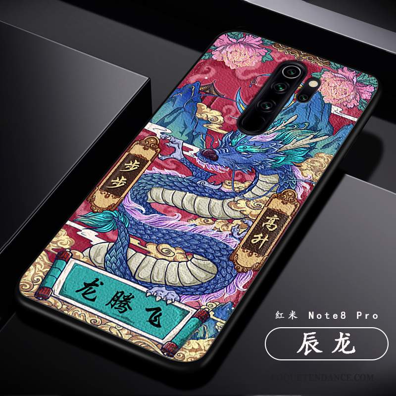 Redmi Note 8 Pro Coque Rouge Dragon Créatif Style Chinois Personnalité