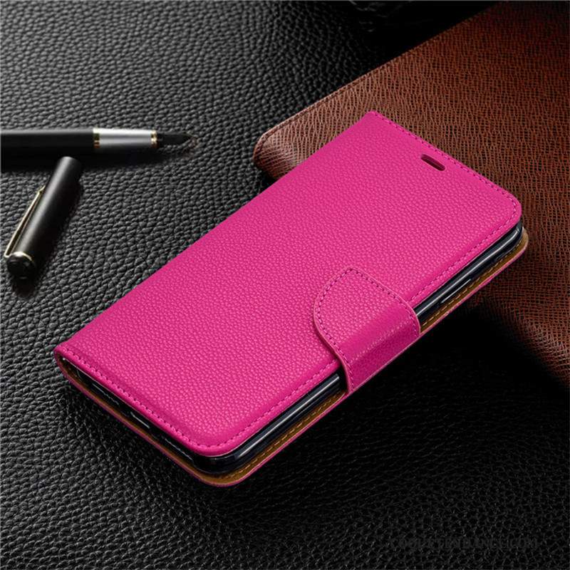 Redmi Note 8t Coque Simple Portefeuille Ornements Suspendus Tout Compris Rouge