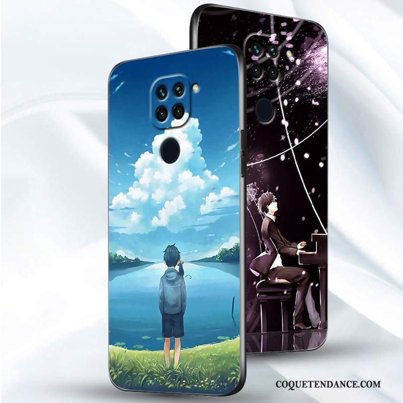 Redmi Note 9 Coque Dessin Animé De Téléphone Délavé En Daim Étui Bleu