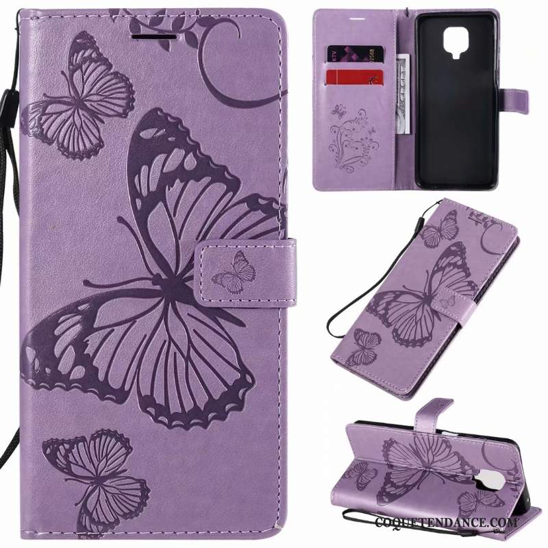 Redmi Note 9 Pro Coque Rouge De Téléphone Grand Étui En Cuir Violet
