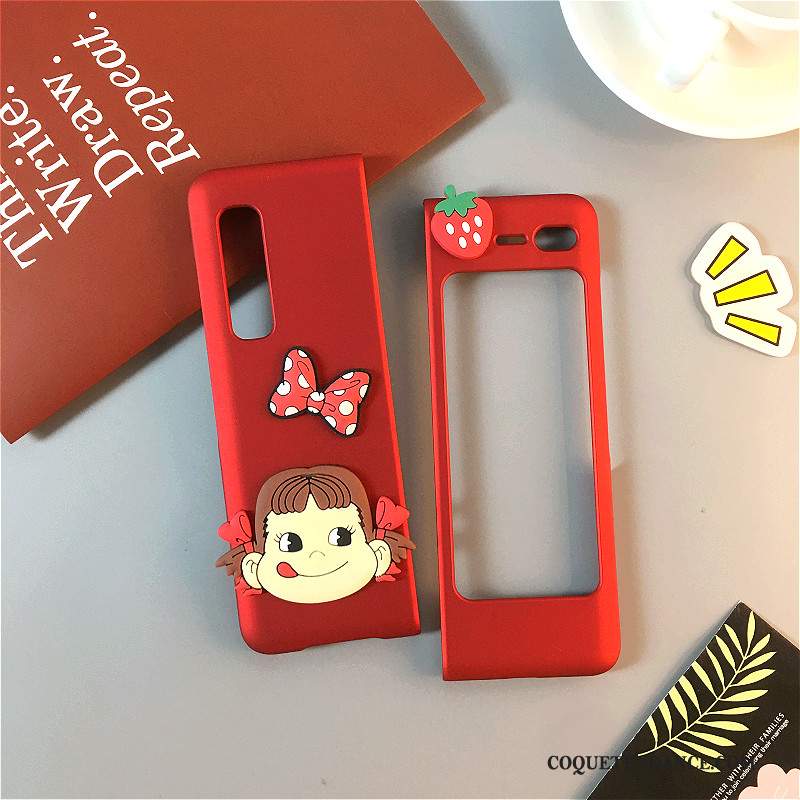 Samsung Fold Coque Rouge Dessin Animé Étui Incassable Plier