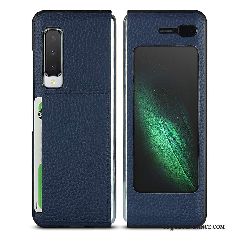 Samsung Fold Coque Étui En Cuir Créatif Business Modèle Fleurie Bleu Marin