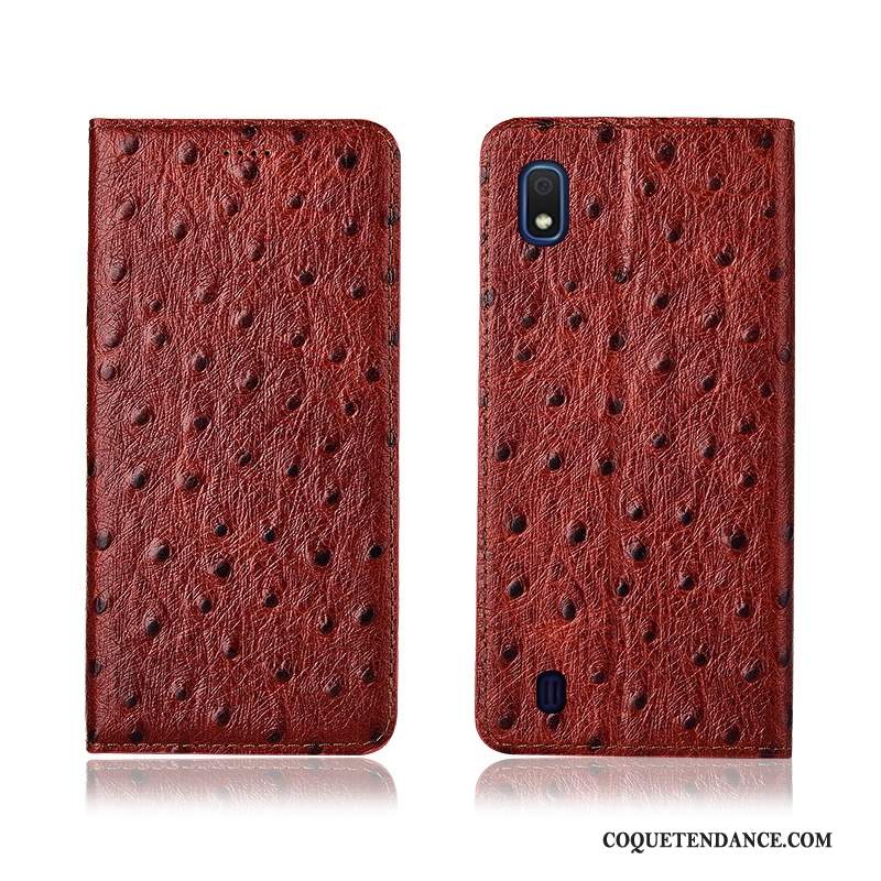 Samsung Galaxy A10 Coque Cuir Véritable Modèle Fleurie Incassable Protection Étui En Cuir