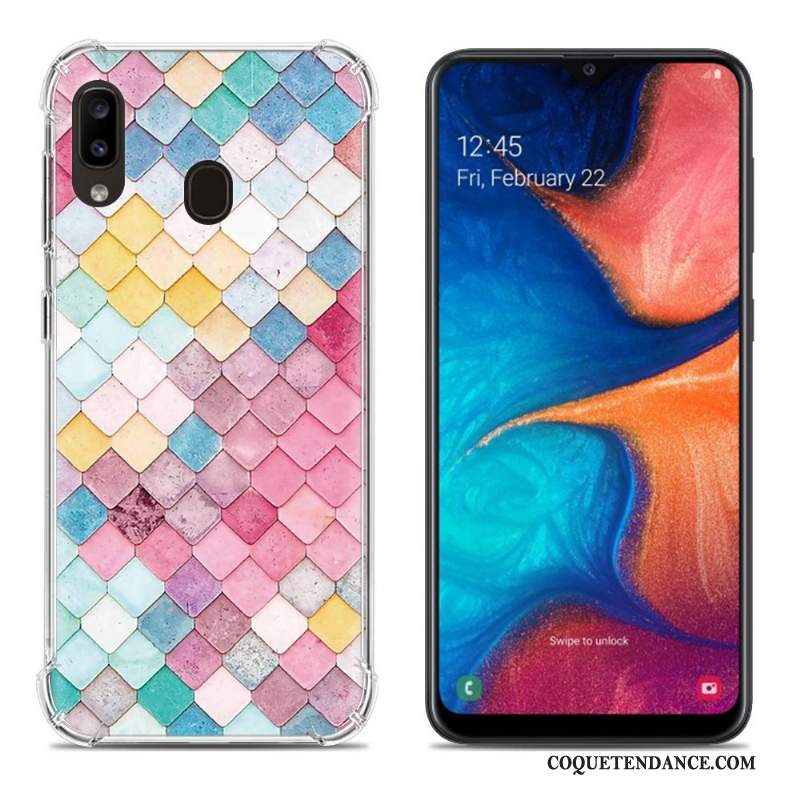 Samsung Galaxy A20e Coque Fluide Doux Créatif Multicolore Ballon Net Rouge