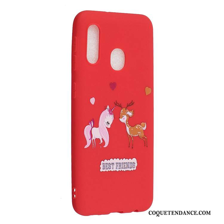 Samsung Galaxy A20e Coque Étui Fluide Doux De Téléphone Rouge Charmant