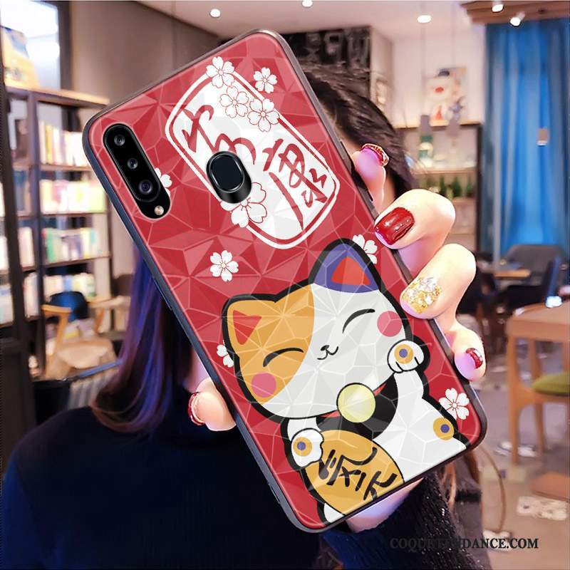 Samsung Galaxy A20s Coque Richesse Tout Compris Rouge Losange Étui