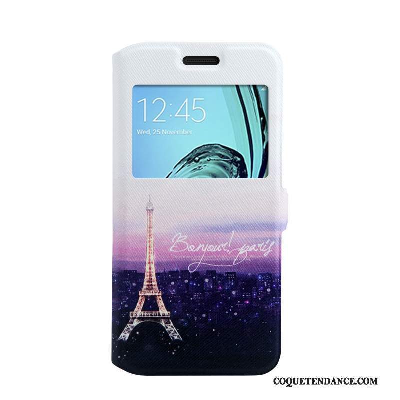 Samsung Galaxy A3 2016 Coque Étui Peinture Protection Violet Ouvrir La Fenêtre