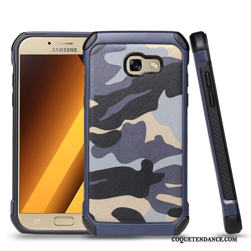 Samsung Galaxy A3 2017 Coque Protection Incassable Camouflage Silicone Bleu